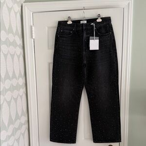 Pistola Black Straight Leg Jeans with Subtle Pattern